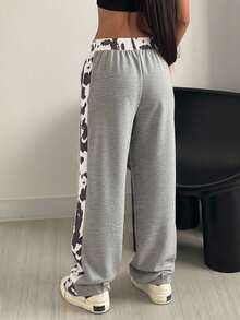 CasuGlow Women Black Straight Fit Contrast Belt And Tape Detailed Pant - Light Grey - View 2