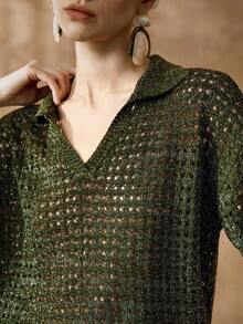 Chiquease Áo len ngắn tay nữ dáng rộng, cổ polo và thiết kế đục lỗ, phù hợp cho các dịp thường ngày. Áo len màu xanh lá cây khoét cổ Peter Pan và tay phồng, thích hợp cho kỳ nghỉ hè, áo len nữ mùa xuân, áo kiểu nữ, áo xanh lá cây, áo kiểu nữ thường ngày, trang phục đi nghỉ mát cho nữ, phong cách đồng quê cho nữ, trang phục lễ hội, lễ Phục sinh, trang phục đi biển cho nữ, trang phục lễ Phục sinh, trang phục đi biển. - xanh quân đội - Xem 7