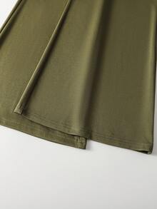 EMERY ROSE Women's Solid Color Side Knot Flare Elegant Pants - Green - View 7