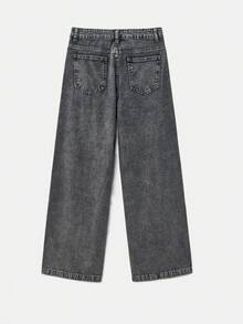 lacRébo Quần jeans ống rộng cạp thấp màu đen bạc, kiểu dáng thường ngày phong cách Pháp. - màu đen - Xem 9