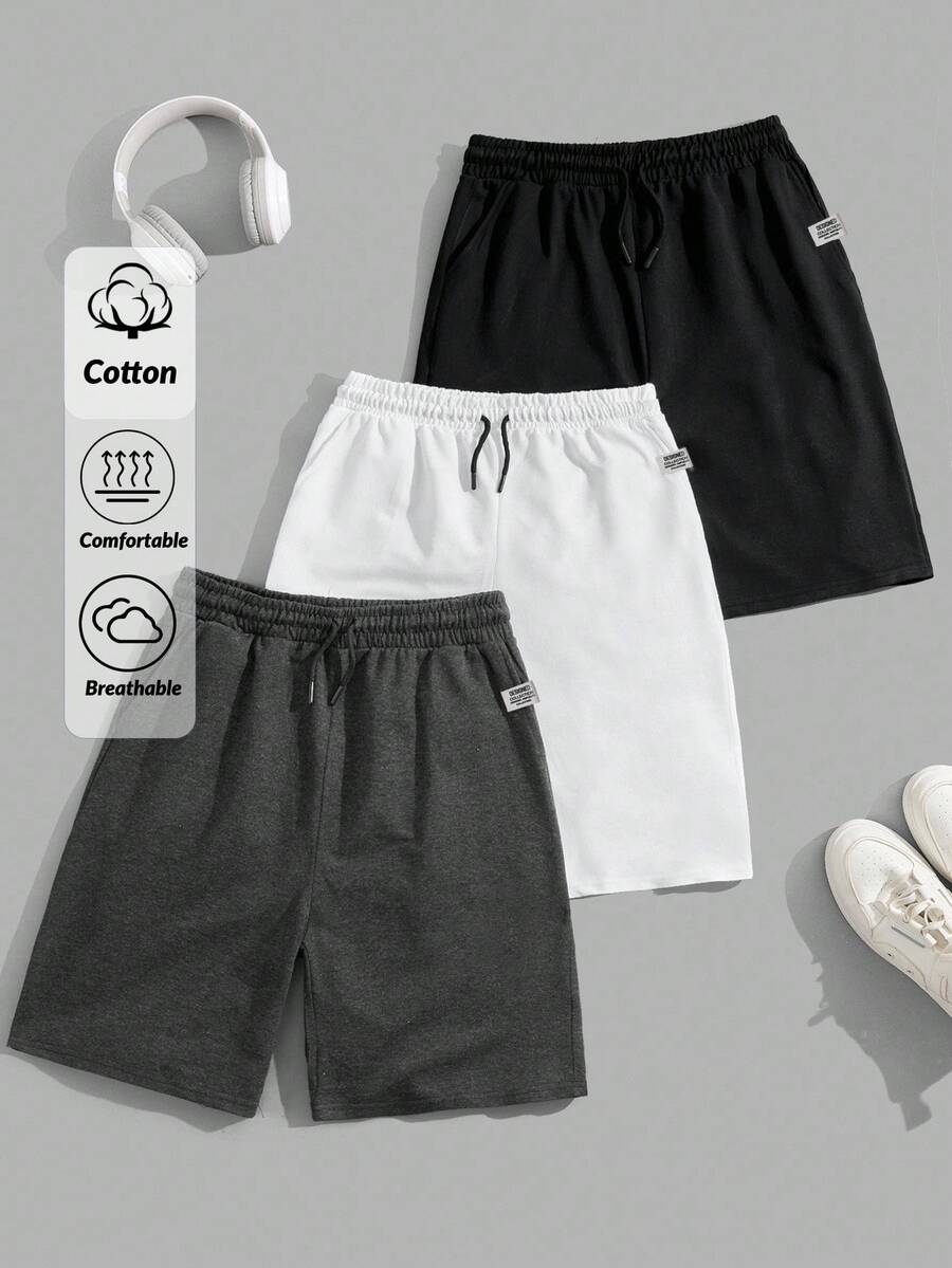 RueChic Men Cottonline 3pcs Pack Drawstring Patched Regular Short - Multicolor - View 1