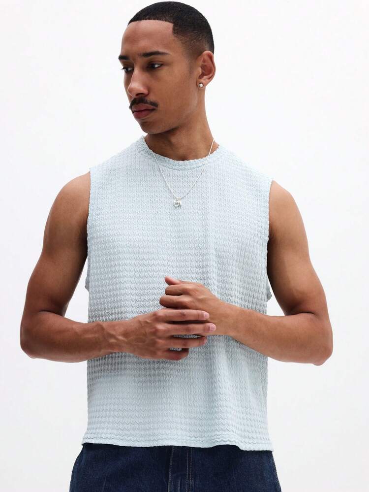 Tanktop mit Struktur und Rundhalsausschnitt