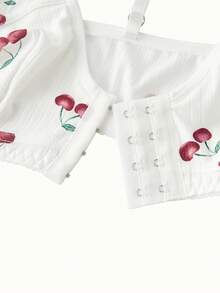 Women's Front Closure Cherry Comfortable Bra - White - View 3