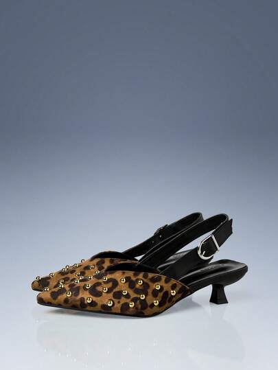 CUCCOO GRLICON Giày cao gót nữ đính đinh tán, khóa cài, kiểu dáng thập niên 2000, thời trang Y2K, phù hợp cho mùa xuân/hè, mùa nghỉ lễ.