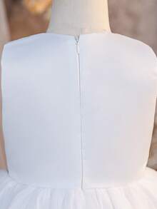 Glamorique Kids 女童优雅无袖连衣裙，公主裙，腰间饰有可拆卸蝴蝶结，适合表演、派对、婚礼、生日庆典等各种场合，四季皆宜。 - 白色 - 查看 3