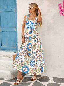 Vivid Eden 女士梭织印花吊带连衣裙 - 彩色 - 查看 5