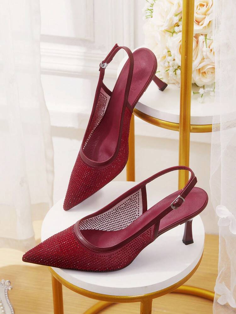 CUCCOO HITCHD Women Shoes Pointed Rhinestone High Heels Wedding Shoes Spring Shoes Bride Shoes