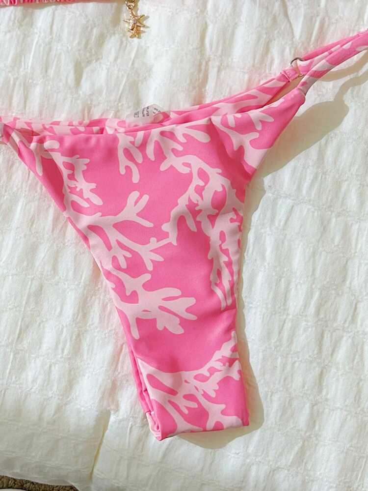 Swim Mod Springbreak 女士随机印花露背金属装饰性感比基尼泳衣套装，夏季沙滩装 - 彩色 - 查看 8