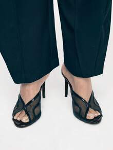 Mnmlis Sandalias de tacón alto con cierre deslizante para uso diario de moda para mujer - Negro - Ver 8