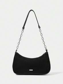 Missguided x Playboy Bolso de hombro con cadena y logo de rhinestone para mujer - Negro - Ver 3
