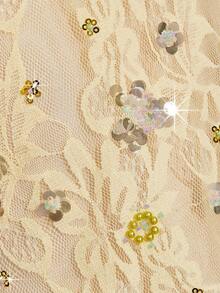 SHEIN ICON 2026新款女士度假休闲蕾丝亮片装饰露背吊带上衣，夏季可爱女士上衣，夏季束身胸衣，带肩带束身衣，女士上衣 - 淡黃色 - 查看 12