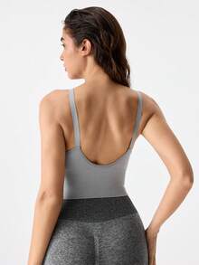 女士运动休闲薄款无钢圈支撑提升减震文胸 - 灰色 - 查看 3