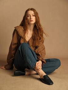 Rosivie Zapatos planos de mujer con punta cuadrada y fácil de poner, de estilo tejido y versátil - Negro - Ver 6