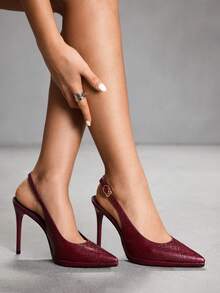 CUCCOO SZL Women's Pointed Toe Buckle Design Fashionable High Heels For Daily Wear - Burgundy - View 8