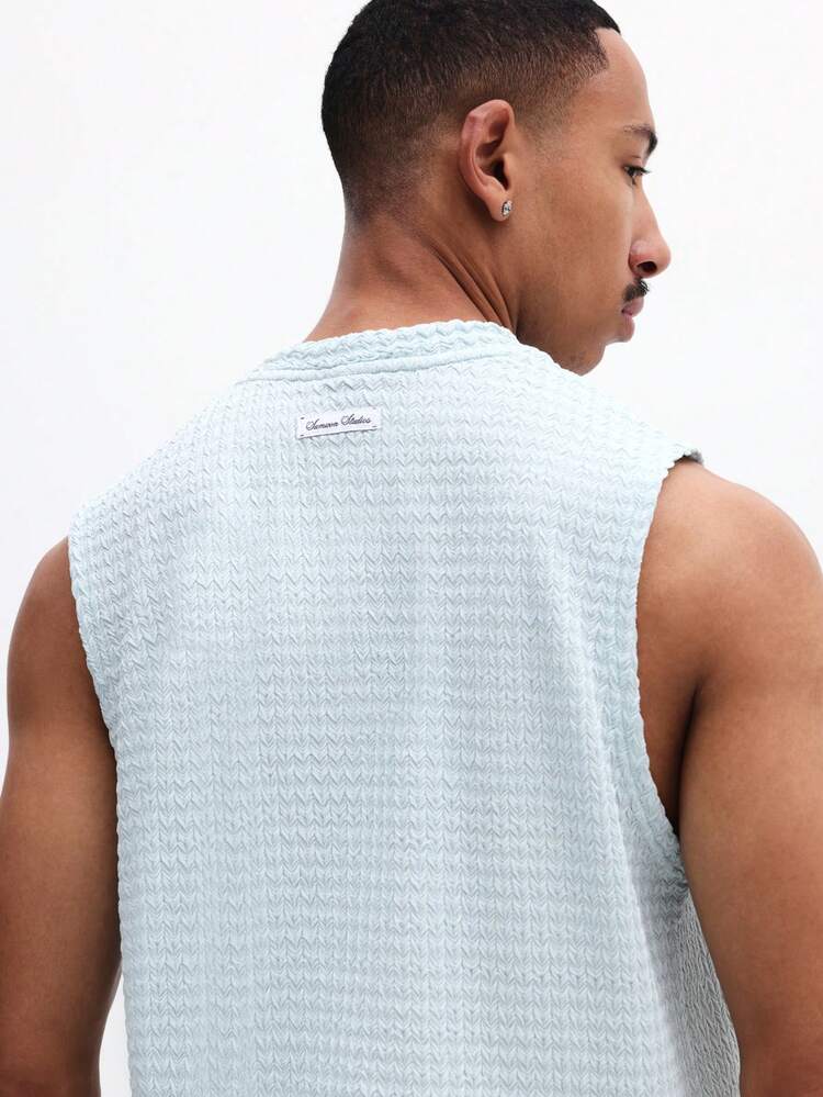 Tanktop mit Struktur und Rundhalsausschnitt