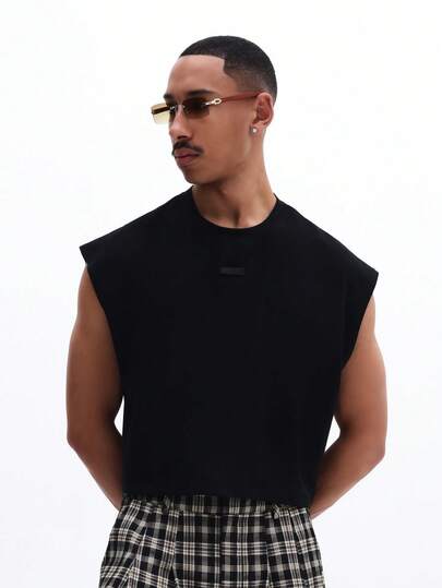 SUMWON Men Sleeveless Tank Top With Crew Neck Casual Summer Solid Tank Vest Regular Fit Basic Everyday Wear