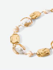 Opalesca 1pc Elegant & Versatile Natural Mother Of Pearl & Baroque Pearl Necklace, Fashion European & American Style - Multicolor - View 5