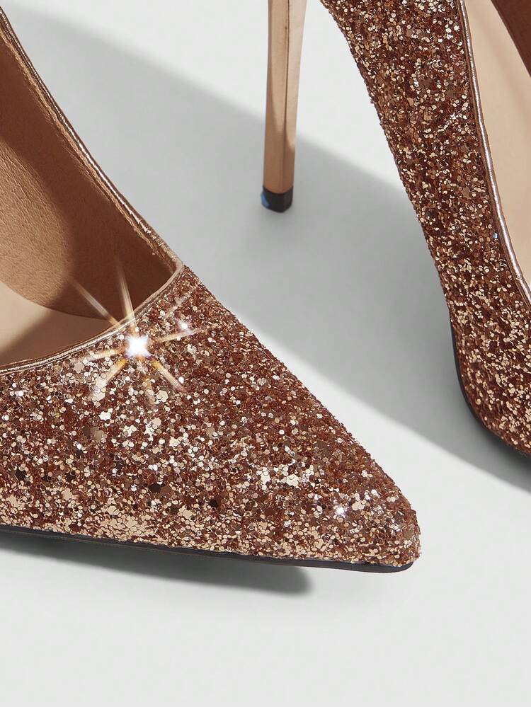 CUCCOO SZL Women Shoes Pointed Stiletto Champagne Shining Gretel Women's High Heel Shoes Simple Stylish Sexy Gorgeous Party Banquet Women's High Heels