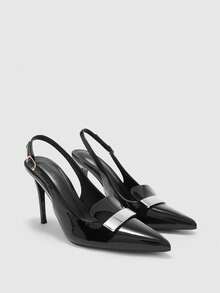 CUCCOO BIZCHIC Pointed Toe Versatile Backless Slip-On Women's Shoes - Black - View 3