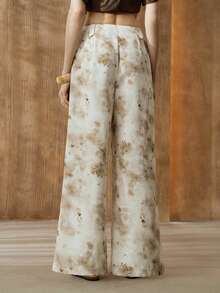 Arave 女士梭织斜纹扎染数码印花面料常规腰部真口袋直筒裤 - 0.霧綠 - 查看 4