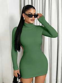 Sirith 新款秋季简约复古修身性感露背迷你连衣裙（女款） - 綠色 - 查看 5