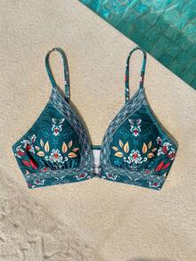 Vivid Eden 女士夏季沙滩印花性感比基尼上衣 - 綠色 - 查看 7