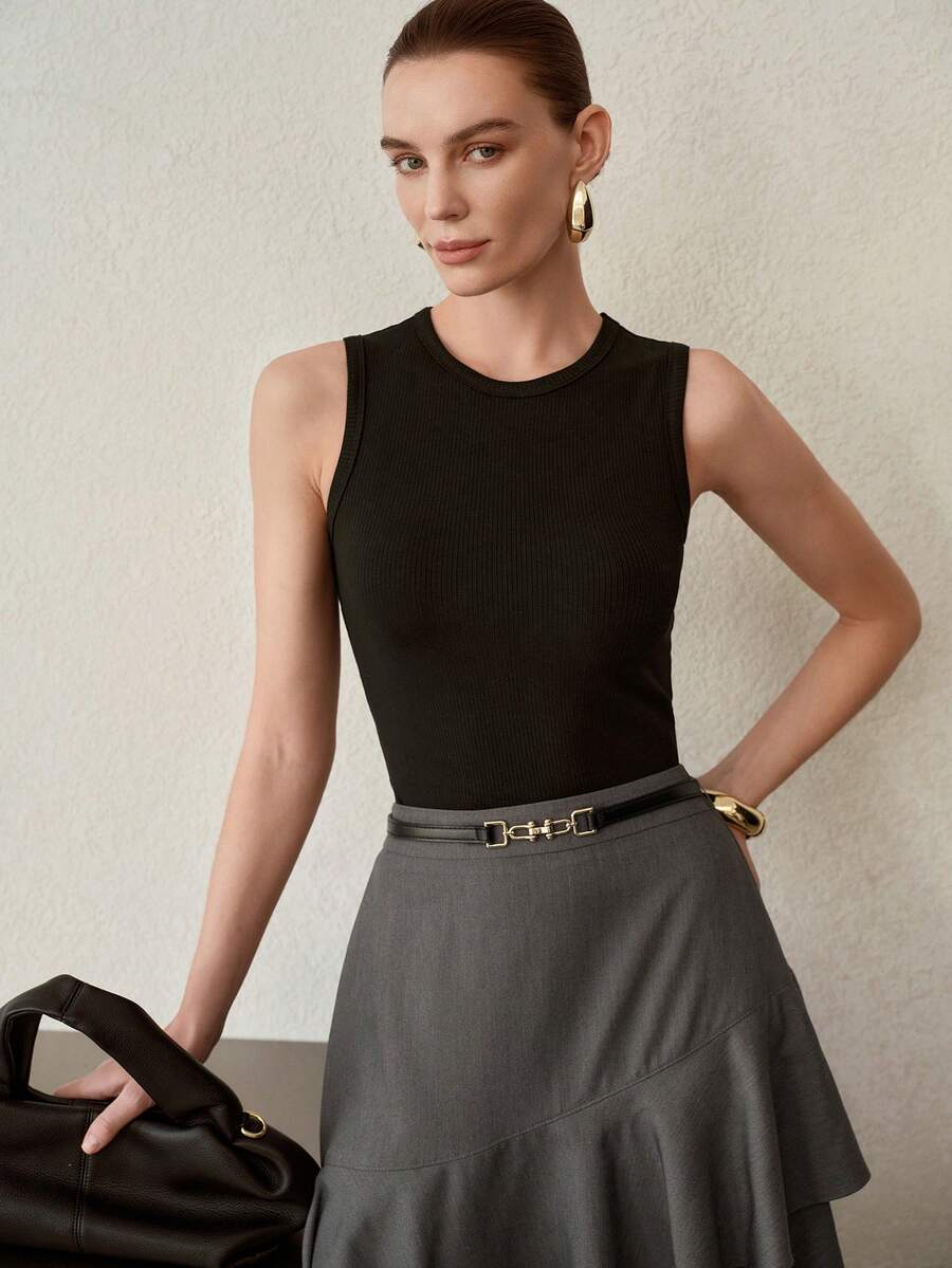 MOTF PREMIUM ROUND NECK SLIM FIT TANK TOP - Black - View 1