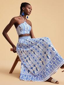 Travachic Women's Vacation Beach Floral Print Cropped Backless Halter Top - Multicolor - View 7