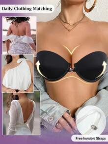 DesireSculpt 1pc Strapless Women's Bra, Black, Underwire, Front Closure, Lift & Enhance, Invisible Back - Black - View 7