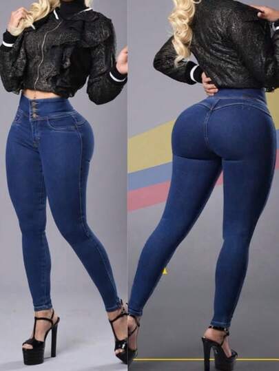 IDYLLIC Jeans colombiano mujer Vaqueros pantalón shinny ropa casual lavada con agua cintura alta pantalones vaqueros pantalon de mezclilla dama