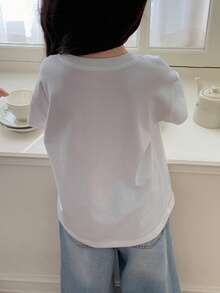 DAZY 女童秋季服装 女童印花短袖针织T恤 - 白色 - 查看 5