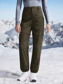 In My Nature Women's Zip Pocket Detachable Hiking Pants - Army Green - View 3