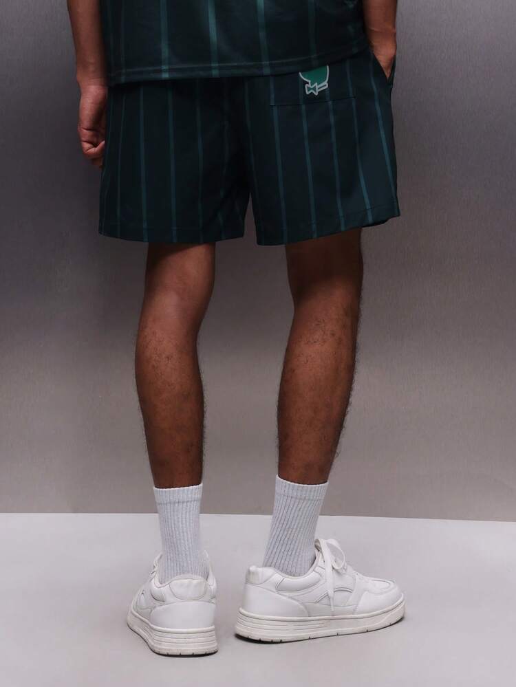 PLAYBOY X SUMWON Dark Green Plaid Drawstring Shorts With Logo