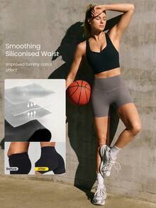 GLOWMODE 4.3''  FeatherFit™-Sculpt High-Waist Tummy Control Biker Shorts Gym - Dark Grey - View 2