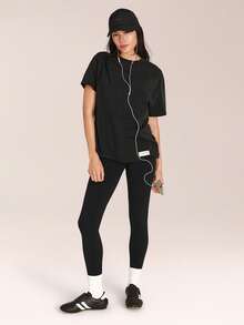 GLOWMODE Pima Cotton Ultra-Soft Breathable Lightweight Stretchy Relaxed Fit Acid Wash Crewneck Tee Daily Casual Street Wear - Black - View 6