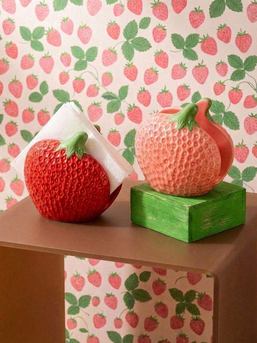Joivida Strawberry-Shaped Ceramic Desktop Tissue Holder Household Hotel Restaurant Cafe Tissue Stand Stylish Tissue Storage Rack - Multicolor - View 1