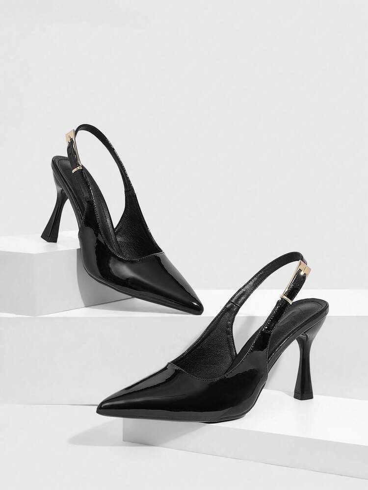 CUCCOO SZL Women's Pointed Toe Buckle Design Fashion High Heel Sandals For Daily Wear Spring Shoes
