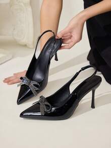CUCCOO CHICEST Giày nữ mùa xuân hè mới, mũi nhọn, gót thấp, cao gót đơn giản, giày công sở, giày nữ gợi cảm, giày cao gót gót thấp, giày dự tiệc, giày đi làm, giày ngày Valentine, giày dự tiệc tối, giày cưới. - màu đen - Xem 6