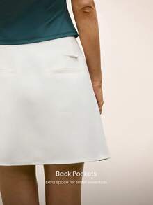 GLOWMODE 16英寸 Swing And Stride 丝滑吸汗速干 UPF 50+ 内置短裤储物口袋 高尔夫迷你裙 低冲击网球匹克球 日常休闲装 - 白色 - 查看 5