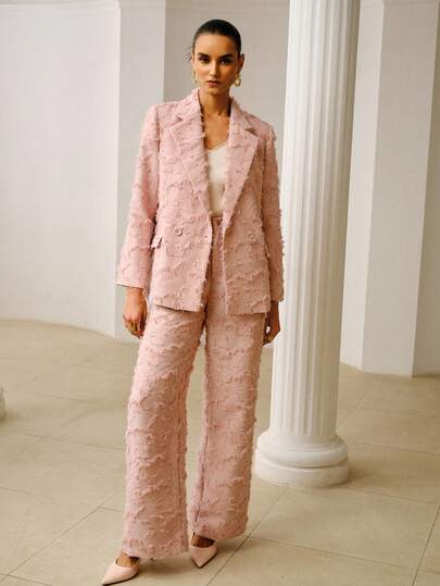 ZEYLAH Blazer jacquard croisé élégant pour le travail, printemps/été