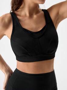 Áo ngực thể thao nữ WINGSLOVE hỗ trợ tối đa, không gọng, không đệm mút, che phủ toàn diện, cỡ lớn, dây đeo rộng và lưng chữ U, thoáng khí, thích hợp cho chạy bộ, tập gym và các hoạt động thể thao khác. - màu đen - Xem 6