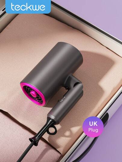Teckwe Foldable Hair Dryer, Quick Drying Low Noise Hair Dryer, Lightweight Travel Hair Dryer, Salon-Grade Hair Dryer For Hair Care, Damage-Free Styling, 3 Modes Setting-UK Plug