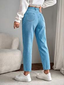 EURMUSE Women'S Tapered Jeans - Blue - View 2