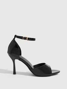 CUCCOO SZL Women Shoes Spring And Summer New Black Ankle Hairtail Women's High-Heeled Sandals Fashionable Comfortable Versatile Sexy Party Banquet Women's Sandals Peep Toe Sandals Wedding Shoes Summer Shoes - ~ Mirror black - View 2