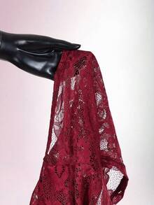 Amplova 2026 New Lace Two Pieces Top & Lace Mini Dress Set, Suitable For Dates And Parties - Burgundy - View 12