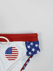 Manfinity KASUA Bañador de hombre con estampado de bandera de EE.UU. y cintura con cordón - Blanco - Ver 5