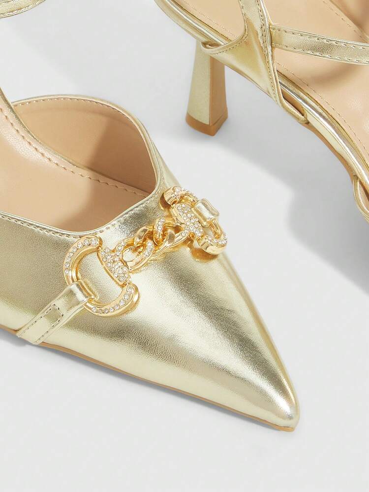 CUCCOO SZL Fashionable Elegant Commuter Crystal Decorated Pointed Toe High Heels