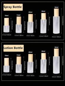 1PC Frosted Glass Empty Jar Pot Spray Bottle Cosmetic Lotion Containers Wood Grain Lid Travel Refillable Bottles, Perfume Bottle - Multicolor - View 2