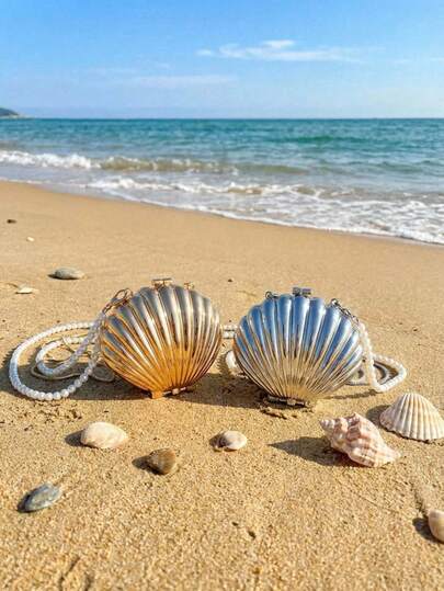 Joivida 1pc Metal Shell Chain Mouth Red Envelope, Mini Crossbody Bag, New Fashionable And Versatile Hand-Held Mini Metal Box Bag, Stylish Dinner Bag, Love Chain Single Shoulder Crossbody Bag For Women, Suitable For Daily Dressing, Shopping, Party Gatherings, Suitable For Valentine's Day Gifts, New Year Gifts