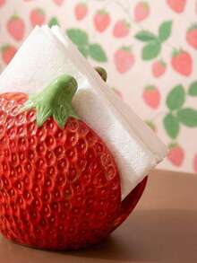 Joivida Strawberry-Shaped Ceramic Desktop Tissue Holder Household Hotel Restaurant Cafe Tissue Stand Stylish Tissue Storage Rack - Multicolor - View 4
